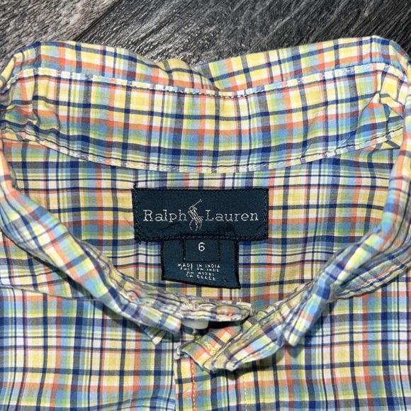 Ralph Lauren Polo Plaid Yellow Blue Pink Button Down Boy’s Size 6 Spring Summer - Picture 3 of 5